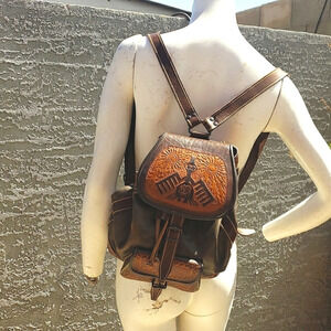 CUSTOM MADE LEATHER AZTEC‎ BACKPACK